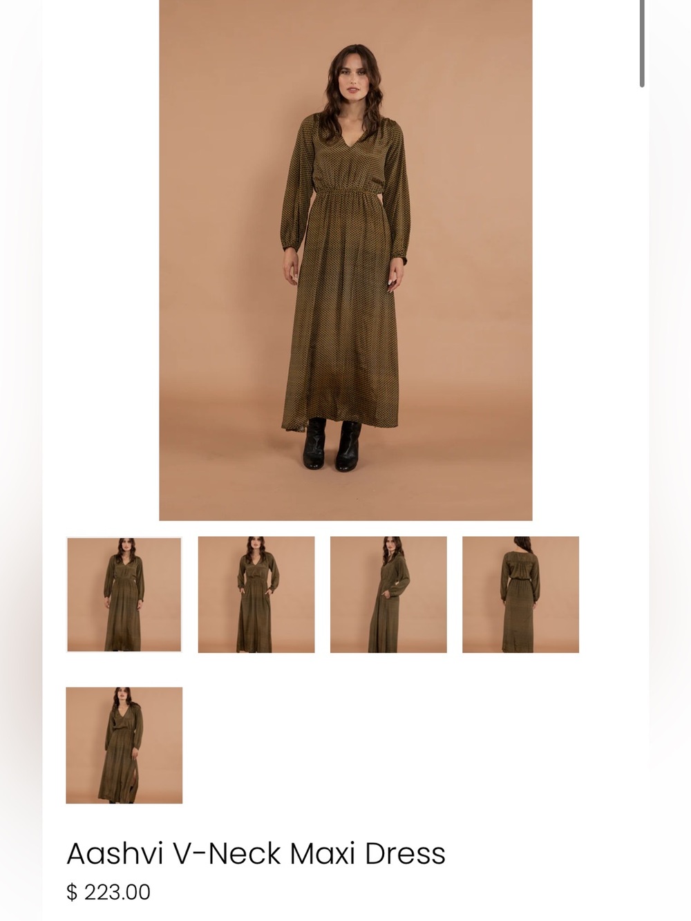 RAGA Aashvi V-Neck Maxi Dress NWT Small Olive Green Boho Maxi Retail $223